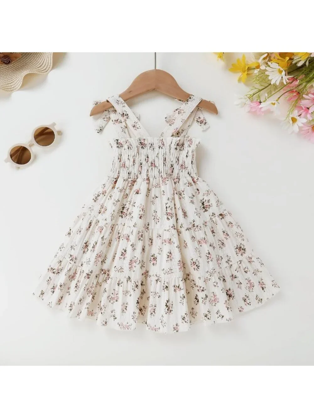 Boho Floral Toddler Girl Summer Dress - Sleeveless Beach Princess Sundress